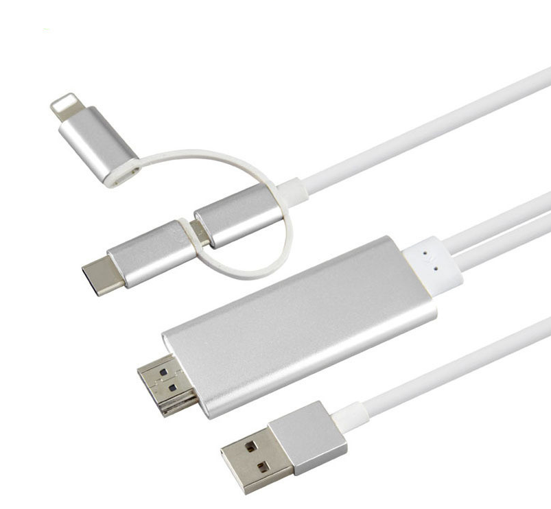 Compatible with Apple, Compatible with Apple , USB 1080P 2M 8 Pin to HDMI TV AV Adapter Cable for iPhone 5 6 6S 7 7 Plus