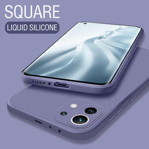 Luxury Original Square Soft Liquid Silicone Case For Xiaomi Mi 11 10T Pro 10 Lite 9 SE Poco F3 Redmi K40 9A Note 9 9S 9T 8 Cover