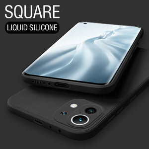 Luxury Original Square Soft Liquid Silicone Case For Xiaomi Mi 11 10T Pro 10 Lite 9 SE Poco F3 Redmi K40 9A Note 9 9S 9T 8 Cover