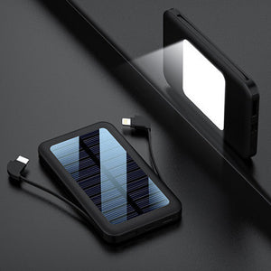 Square Aluminum Shell Solar Power Bank With Cable